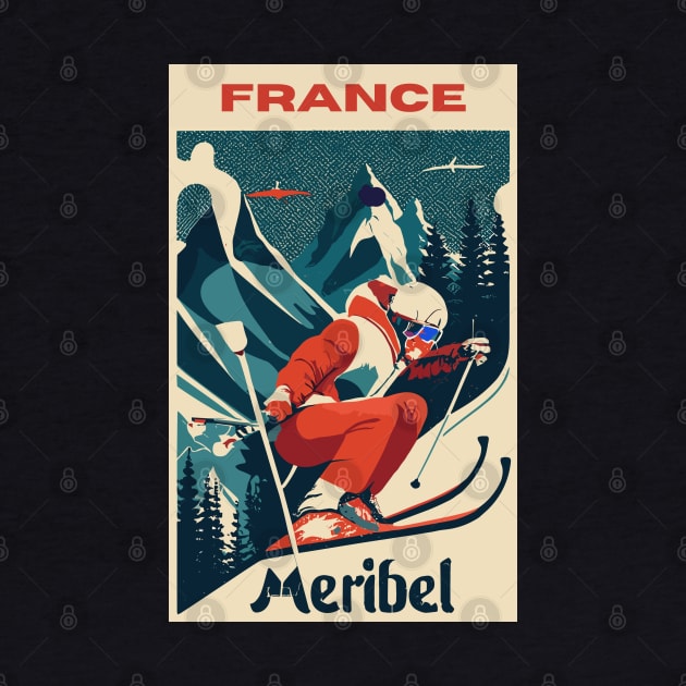 A Vintage Travel Art of Meribel - France by goodoldvintage